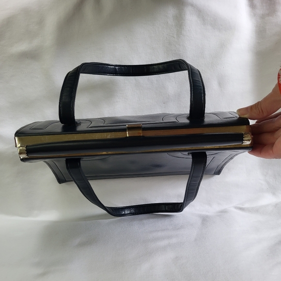 Vintage Julius Resnick Navy Blue Pocketbook Handbag 1970s - Picture 8 of 9